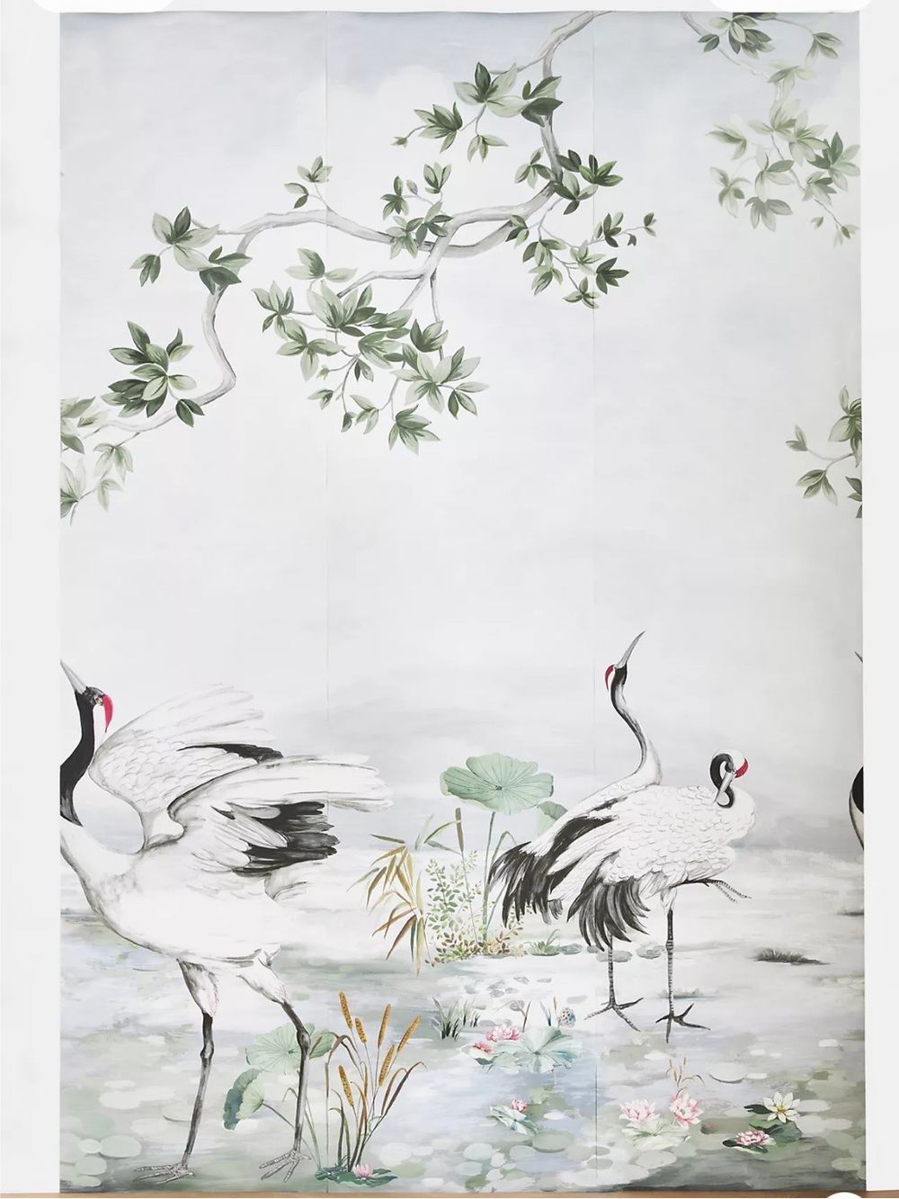 New Anthropologie Art and Mirrors Crane Animal Wall Mural Wallpaper
